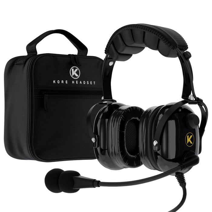 KORE KA-1 General Aviation Headset (Mono and Stereo) with Headset Bag, Dual GA Plugs