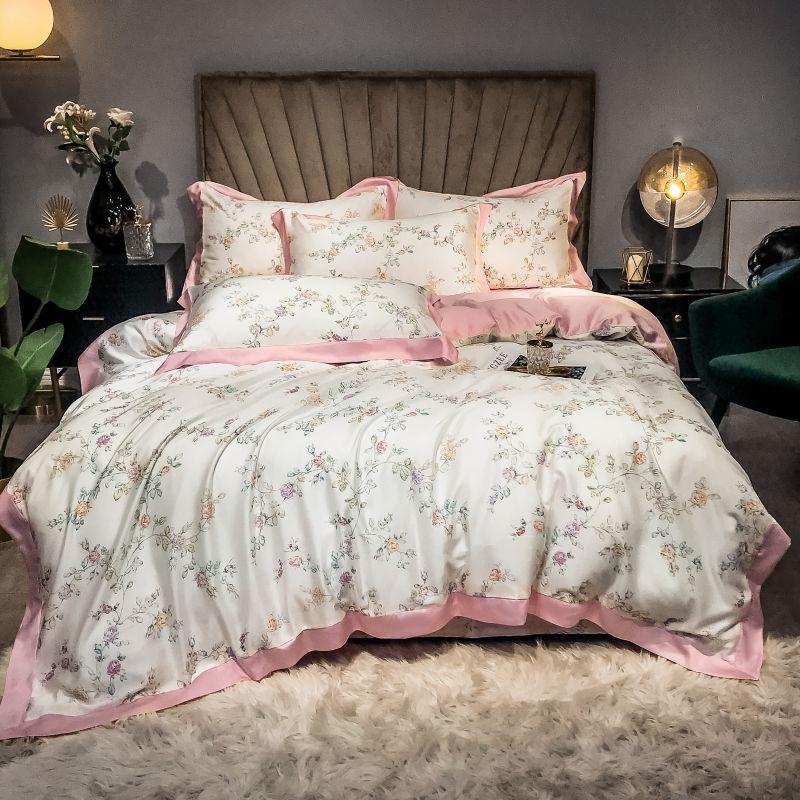 Pink Floral Duvet Cover Set (Egyptian Cotton)