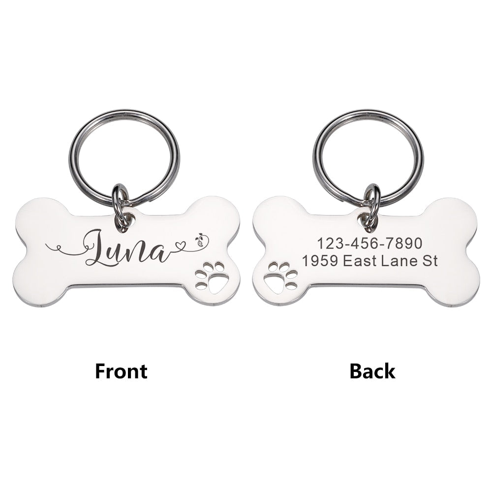 Personalized Pet Cat Dog Tags Shiny Steel Free Engraving Nameplate